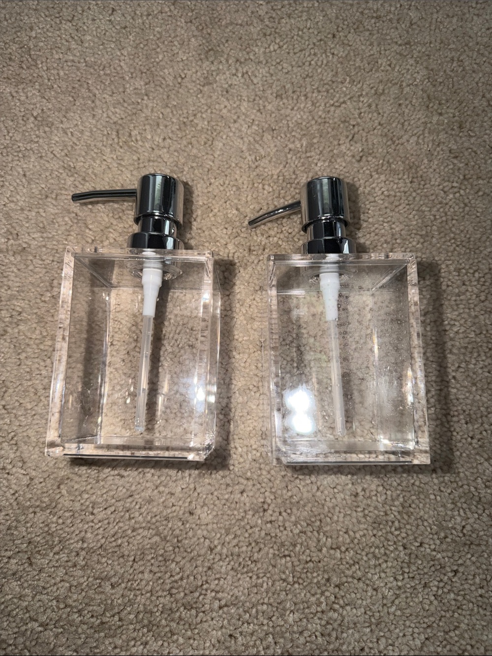 Clear Acrylic Soap Dispenser with Chrome Pump - Set of 2